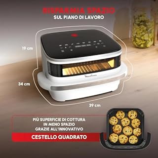 Moulinex Easy Fry XL Surface, Friggitrice ad Aria XL con Cestello Antiaderente e Finestra di Osservazione, 1,5 Kg, Tecnologia Extra-Crisp e Doppia Resistenza, Cottura fino a 230°, AL4001
