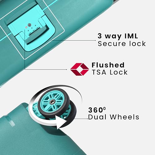 Image of CARLTON Vault | Cabin Trolley Bag, 55 Cm Small Hardsided Luggage | 8 Wheels, TSA Lock | Polypropylene | Premium Suitcase for Travel | 5 Year International Warranty | Green