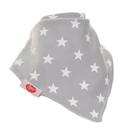 Ziggle Baby Bib & Hat Sets - Cotton Front Dribble Bibs with Adjustable Straps and Knotted Hats - Unisex Stylish (Bib, Grey with White Stars)