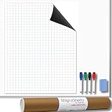 MAGNASHEETS Jumbo Magnetic Dry Erase Whiteboard Sheet – 22x28 Graph Paper Designed for Teachers, Classrooms – Premium PET Surface, No Ghosting, Staining – Includes Storage Tube, Markers, Eraser