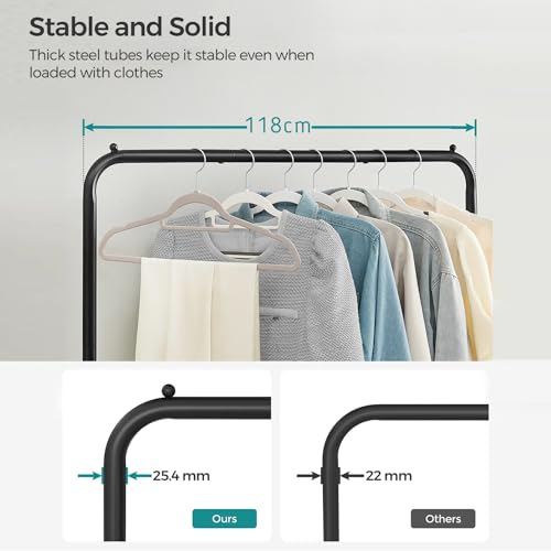 Image of LEOPAX Heavy Duty Metal Double Rod Clothe Rail, 5-Tier Coat Garment Rack with 4 Side Hooks, Multipurpose Cloth Stand for Bedroom, Livingroom, Hallway - (Black, 120 x 45 x 160cm)