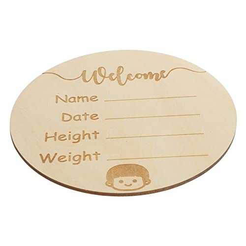 LIOOBO Newborn Announcement Sign Round Wooden Name Sign Decorative Board for Nursery Handmade Birth Announcement Sign for Boys