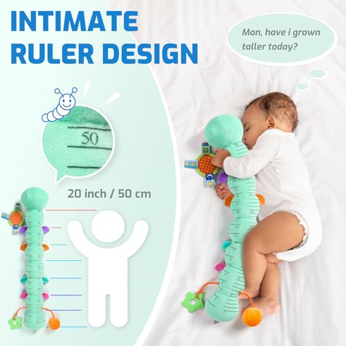 Image of Sumobaby Baby Toys 0-6 6-12 Months, Music Caterpillar Plush Toy with Baby Mirror, Pull String&Crinkle Rattle,Infant Teething Toys,Tummy Time for 0-3-6-12 Month Boys Girls Newborn Gifts (Blue-Leaf)