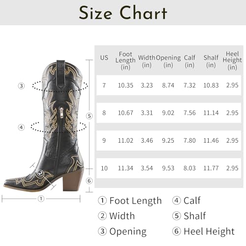 Image of ADAMUMU Womens Wide Calf Cowboy Boots Classic Western-Style Cowboys Boots for Women Pointed Toe Womens Cowgirl Boots with Chunky Heel Non-Slip Sole for Adding Timeless Elegance to Your Wardrobe