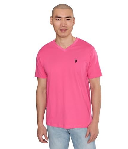 Image of U.S. Polo ASSN. Men's Solid V‑Neck T-Shirt, Pink Moon, XX-Large