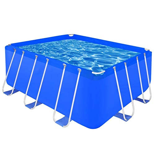 vidaXL Above Ground Swimming Pool Steel Rectangular 400x207x122cm Outdoor Spa