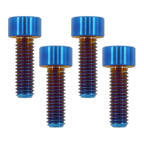 Image of M6x18 Titanium Bolts Hex Socket Cap Screw, Burnt Blue, 4PC | Lightweight Design, Ideal for Humid /Salty Environments, Socket Head Hex Key No Washer, MTB /Motorcycle Bolts