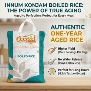 Image of INNUM KONJAM Aged Ponni Boiled Rice (old Rice) - 5Kg (parboiled | easy-cook | sella rice |miniket | பொன்னி புழுங்கல் அரிசி)