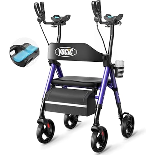 VOCIC Z22 Upright Walkers for Seniors with Seat, GelSoft Stand Up Walker