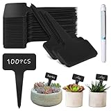 100 Stück Kunststoff Stecketiketten, 10×6cm Pflanzenstecker zum Beschriften wetterfest, T-Typ Wetterfest Pflanzenstecker, Beschriftungsschilder Garten Schwarze, für Topfsamen Kräuter Blumen Gemüse