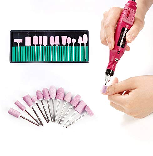 12pcs Scrub Stone Nail Art Drill Bit Set Bit 3/32 Grinding Sanding Head Bits Manicure Tools Pedicure Kit 2.35 2