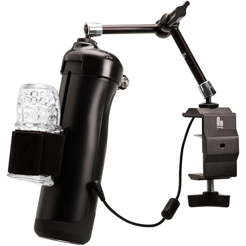 the handy masturbator with handsfree desk mount and cup bundle - interactive male stroker - adult sex toys