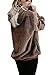 ReachMe Womens Oversized Sherpa Pullover Hoodie with Pockets Fuzzy Fleece Sweatshirt Plaid Fluffy Jacket Coat(0 Brown,M)