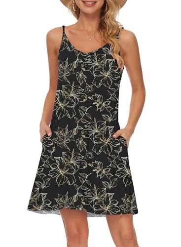 Image of MISFAY Women's Spaghetti Strap Beach Cover Up Dress with Pockets