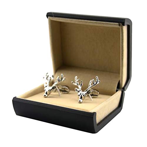 Esquirla Camisa masculina com abotoaduras de animais para presente de casamento Chrismas E veado