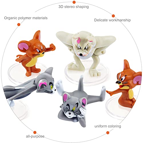 5Pcs Solid Pvc Tom And Jerry Figure Hot Anime Cat, Mouse And Dog Figure Set 4-6.5Cm #TOP3