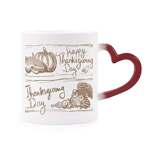Taza de desayuno Acción de Gracias con foca gris y asa de corazón para oficina 2
