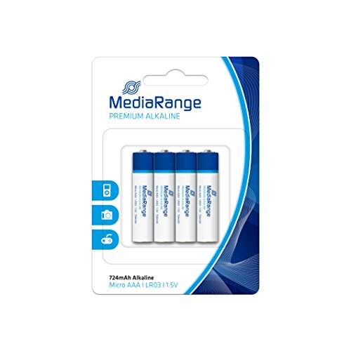 MediaRange MRBAT101 Batteries micro premium L03 4 pièces Type de batterie Alkaline 1, 5 Volt AAA bleu et blanc Cover