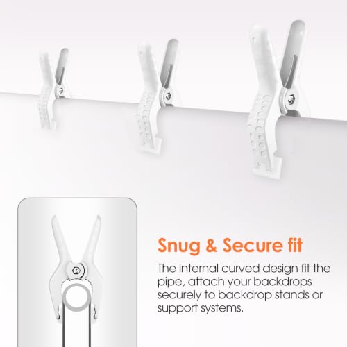 Image of Spring Clamps Heavy Duty, 6in Plastic Backdrop Clips, 6 Pack White | Strong Spring for Grip, Durable Lightweight Plastic, For Balloon Arch & Backdrop Stand Decor, Woodworking, Household Tools