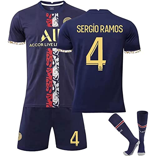 Jarttarn 2023 New Paris jersey SERGIO RAMOS #4 football Jersey shirt set Special Edition Gold for kid (24)