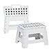 TRY & DO 2 PCS Folding Step Stool 9 Inch Non-Slip Surface Step Stool with Portable Handle for Kids, Adults Bathroom Kitchen Bedroom, Holds up to 300 LBS, White