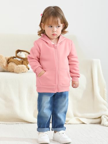 Cooraby 3 Pieces Baby and Toddler Girls Fleece Full-Zip Hoodies Lightweight Jacket with Pockets Winter Coat for Baby Girls4