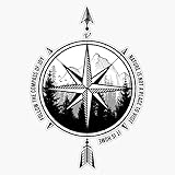Compass and Mountain Tattoo Bumper Sticker Vinyl Decal 5'