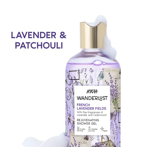 Image of Nykaa Wanderlust French Lavender Shower Gel | Gentle Cleanser I Lavender and Patchouli Perfume | Nourishes & Rejuvenates | Calming Relaxing | Enriched With hydrating Glycerin | Paraben-Free, Vegan | Suitable for All Skin | Lavender and Patchouli Perfume, Enriched With Hydrating Glycerin, Paraben-Free, Vegan, Suitable for All Skin