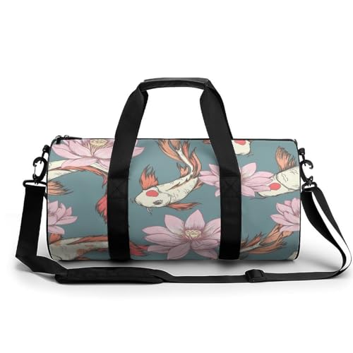 Sac de gym poisson rouge fleuri sac de sport et voyage 45x23x23cm