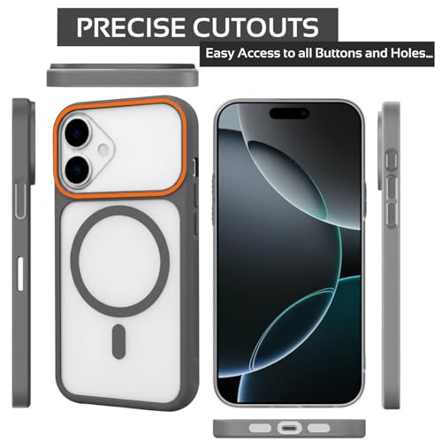 Image of AIBEX Magnetic Compatible Shockproof Case for iPhone 17 - Slim Protective Back Cover with Camera Lens Protection, Strong Magnetic Support, Anti-Slip Grip, Military Grade Drop Protection (Grey)