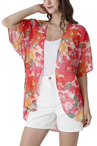 Ambesonne Women's Kimono Sheer Chiffon Cardigan