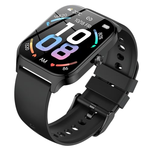 Montre Connectée Homme Femme,1.85 HD Smartwatch avec Appels Bluetooth,115+ Sportifs Modes Montre, IP68 Étanche , Moniteur Sommeil, Fréquence Cardiaque ,Podometre pour Android iOS Noir, Noir brillant