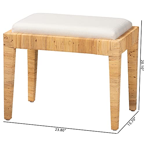 Bali & pari Sofia Rattan Seatings with Mahogany Wood Frame - Handwoven Wicker Chairs with Removable Cushion, Accent Bench, Small, Natural by bali & pari - Image 8