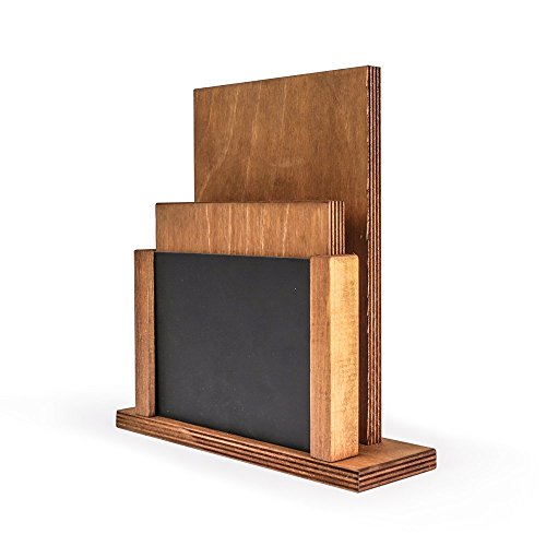 Chalkboards UK Premium Menu Holder and Chalkboard Wood Black/Rustic Brown 20 x 15.9 x 5 cm