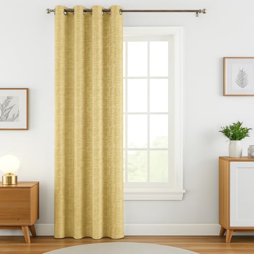 Image of Crosshatch Pastel Cream Polyester Door Curtains 7 Feet | Darkening Drapes with Eyelets | Set of 1 Panel for Living Room, Bedroom & Office