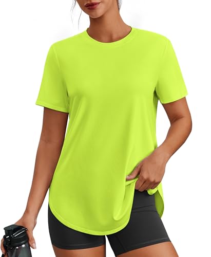 Image of PINSPARK Workout Tops for Women Short Sleeve Athletic Shirts UPF 50+ Quick Dry Running Outfits for Exercise Gym Hiking S-3XL