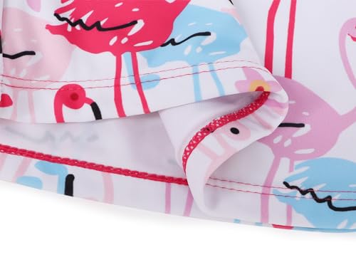 Image of Jurebecia Little Girls Flamingo Swimsuit Bikini 3 Piece Bathing Suit Kids Long Sleeve Rash Guard Set Summer Beach Tankini Swimming Pool Party Water Sport Swimwear Pink Size 9-10 Years