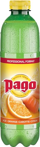Zumos Pago - Bebida de frutas Naranja, Zanahoria y Limón a partir de Zumo de frutas 1l Clásicos (Paquete de 6)