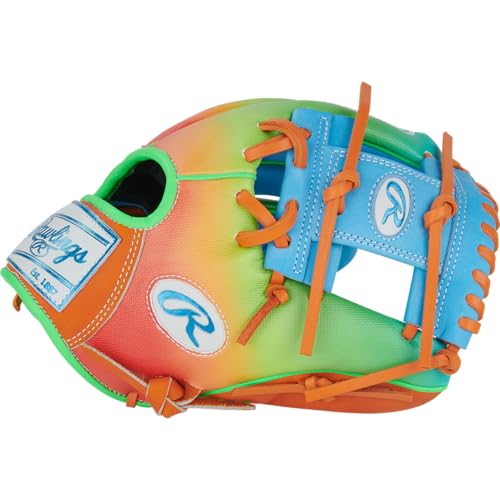 Rawlings | Heart of The Hide Baseball Glove | Funburst Series | Right Hand Throw | 11.5" | Infield | Pro I-Web | Columbia/Orange/Green by Rawlings - Image 2