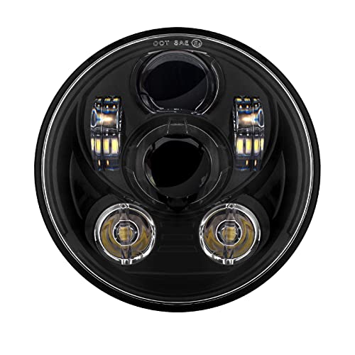 Hogworkz® 5.75 Inch LED V2 Headlight - Daymaker Replacement Compatible with Harley Davidson Dyna Sportster Softail - Black