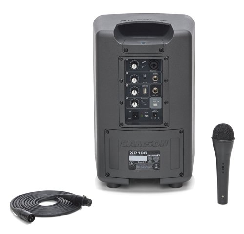 Image of Samson Expedition XP106 Rechargeable Portable PA with Bluetooth, includes wired handheld microphone,Gray