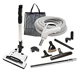35' Deluxe Galaxy Central Vacuum Kit with Hose, Power Head & Wands - Black - Works with All Brands of Central Vacuum Units