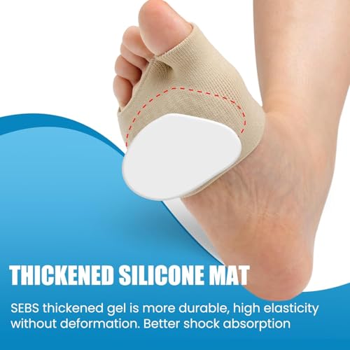 Image of Belanto Metatarsal Pad for Women and Men, 1 Pair Forefoot Pad for Pain Relief, Hallux Valgus Bunion Foot Sleeve, Ball of Foot Cushion with Gel Pad, Morton's Neuroma, Metatarsalgia Support, Beige