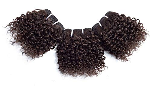 Peruvian Virgin Hair Short Kinky Curly Human Hair Weave Bundles 119 Grams