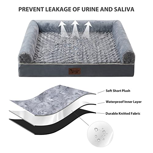 Lnssffer Dog Beds For Large Dogs,Orthopedic Dog Bed For Medium/Large/Extra Large Dogs-Egg Foam Sofa Dog Bed With Waterproof Lining,Large Dog Bed With Removable Washable Cover And Nonskid Bottom,Grey #TOP5