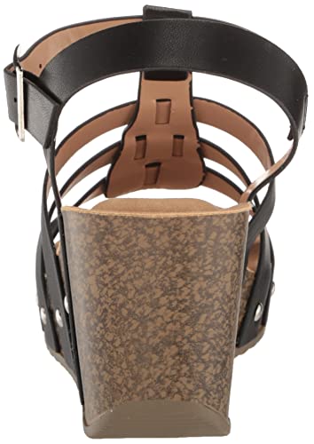 Yoki-Netta-33 Women's Open Toe Caged Wedge Platform Sandal, Black, 9 M Us #TOP2