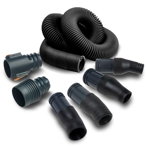 POWERTEC Power Tool Vacuum Hose Kit with 10' Hose, 4 Shop Vacuum Adapters & 2-1/2
