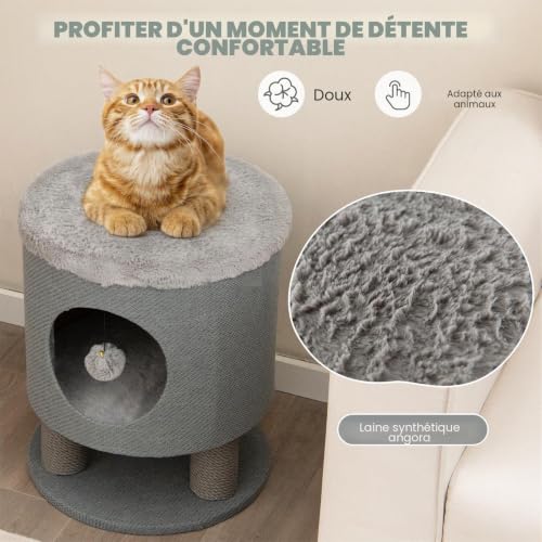 Arbre à chat avec niche grise SOARS pour petits espaces et salons modernes - 5