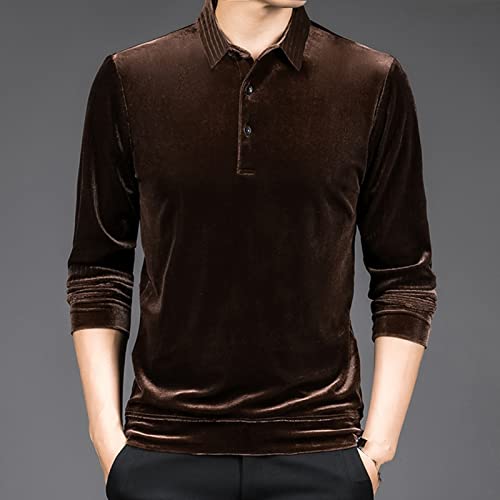 Chemise en velours doré pour homme rayée rétro chic