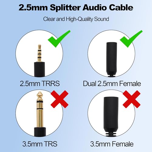 2.5mm Splitter Audio y Cable Adaptador 30cm 2pcs miniatura 4